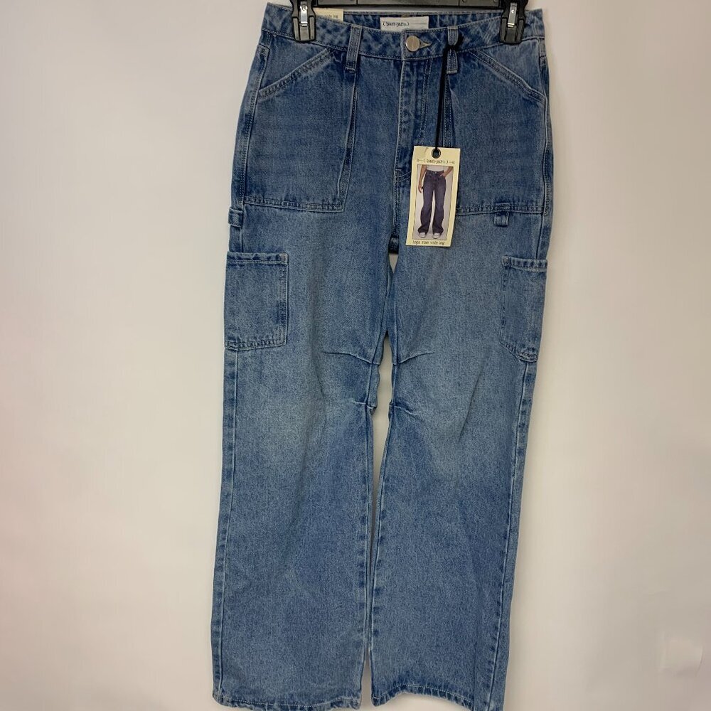Ban-Jara Jeans high-rise wide leg cargo minor distressing Womens SZ 3 NWT
